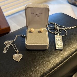 Celine Dion “Beyond” Pearl Earrings. 2 necklaces